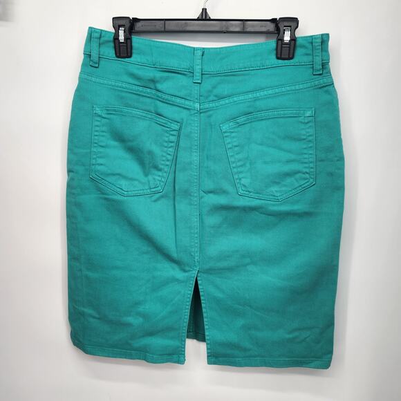 Garnet Hill Turquoise Denim Pencil Classic Mini Jean Skirt Women's 8 - Picture 8 of 8